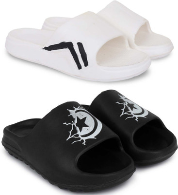 Pampy Angel Men Slippers(White, Black , 6)