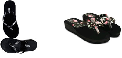 BOOMBEAUTY Women Flip Flops(Multicolor , 7)