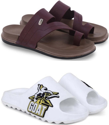 Kapani Fashion Men Slippers(Maroon, White , 8)