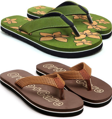 VAHMAH Women Slippers(Green, Brown , 5)