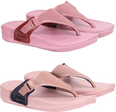 WOCMEC Women Slides(Pink, Natural , 6)