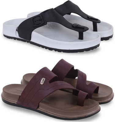 Kapani Fashion Men Slippers(White, Brown , 6)