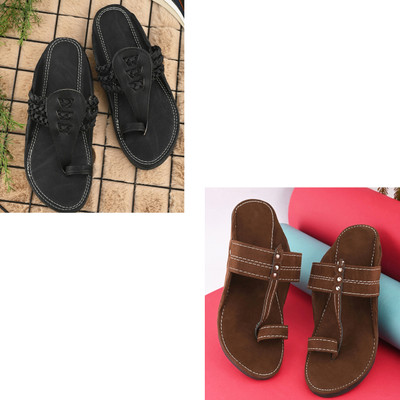 Anjaneya Creations Men Sandals(Black, Tan , 9)
