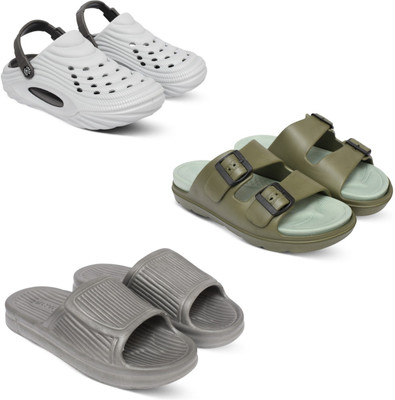 Acorn Men Slides(White, Olive, Grey , 7)
