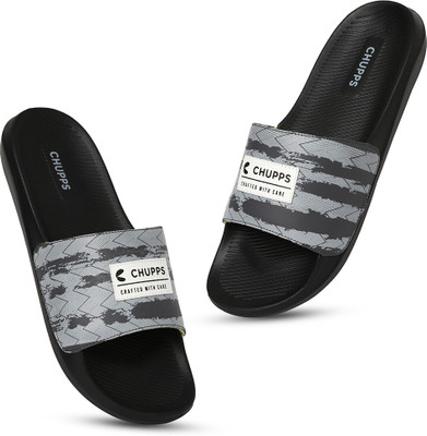 Chupps Men Traction Black/Grey Women's Comfortable Slides & Flip Flop Slides(Grey , 11)