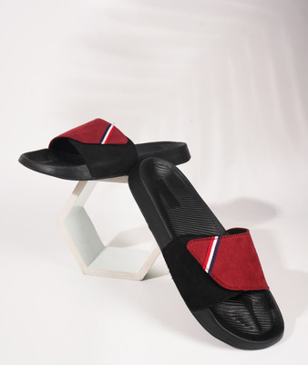 Foot Print Men Slides(Maroon , 7)