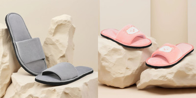 Y key Women Flip Flops(Grey, Pink , 4)