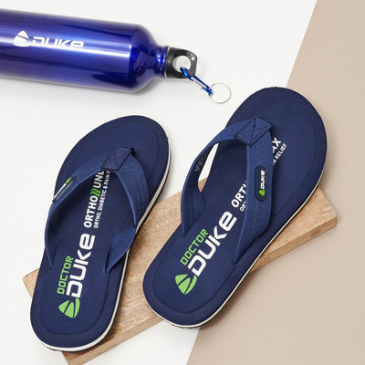 DUKE Men Flip Flops(Navy , 8)