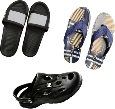 BLIBBERS Men Slippers(Black, Blue, Black , 7)