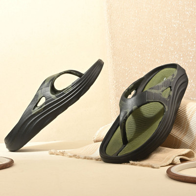 slipover Men Doctor Soft | Orthopedic Comfort | slipper Lightweight & Durable | Non-Slip Sole Flip Flops(Black, Olive , 6)