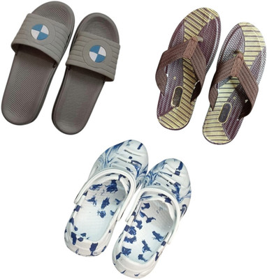 BLIBBERS Men Slippers(Grey, Brown, Multicolor , 9)
