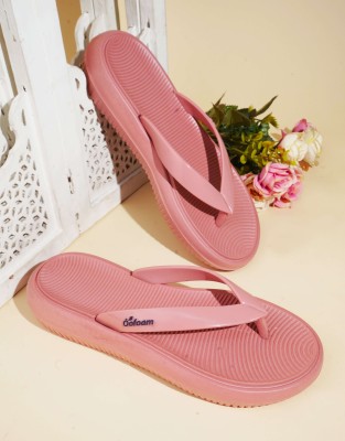 OOFOAM Women Flip Flops(Pink , 5)