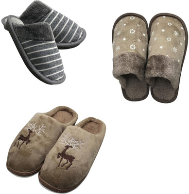 Mahi Enterprises Men Flip Flops(Grey, Beige, Beige , 6)