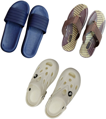 BLIBBERS Men Slippers(Blue, Brown, White , 9)