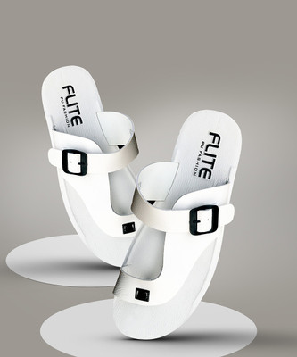 FLITE Men Slippers(White , 8)