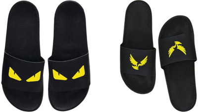 nvisan Men Slides(Yellow, Black , 10)