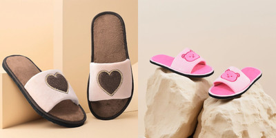 Y key Women Flip Flops(Pink, Beige , 4)