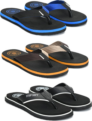 Stepsoft Men Slippers(Blue, Brown, Black , 9)