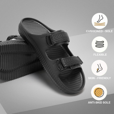 TAFFRAL Men Slides(Black , 9)