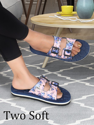 TWO SOFT Women Premium Comfortable Stylish Light weight|Extra Softnes Daily Wear|Casual Slipper Slippers(Blue , 5)