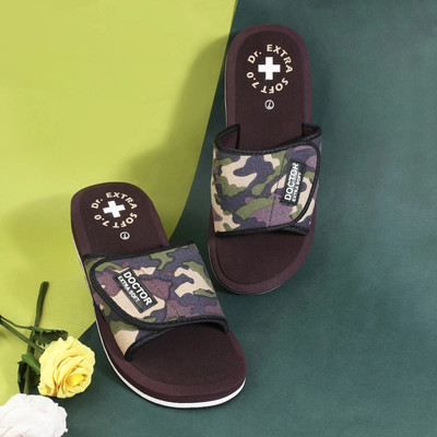 DOCTOR EXTRA SOFT Men Gents Orthopaedic and Diabetic Camo Ortho Care Velcro Adjustable Strap Super Comfort Dr.Sliders Flipflops and House Slippers for Men’s and Boy’s Slides(Brown , 8)