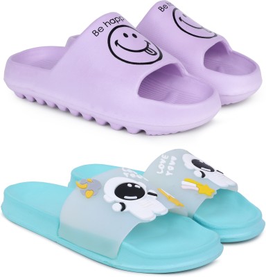 Pampy Angel Women Slides(Purple, Blue , 8)