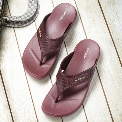 Picaaso Women Flip Flops(Maroon , 5)