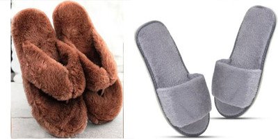 rexizone Women Slides(Grey, Brown , 7)