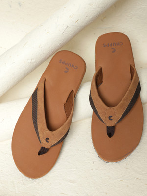 Chupps Men V-Fusion Dark & Tan Men's Comfortable Slides & Flip Flop Flip Flops(Tan , 9)