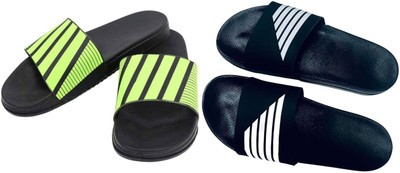 nvisan Men Slides(Green, White , 10)
