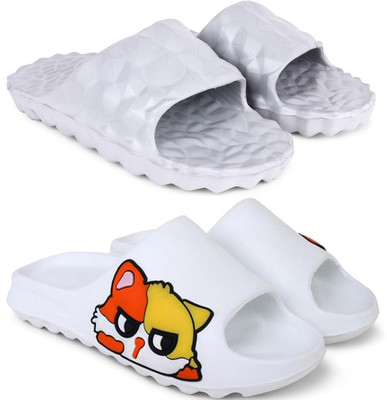 KAPYANSH Men Slides(Grey, White , 10)