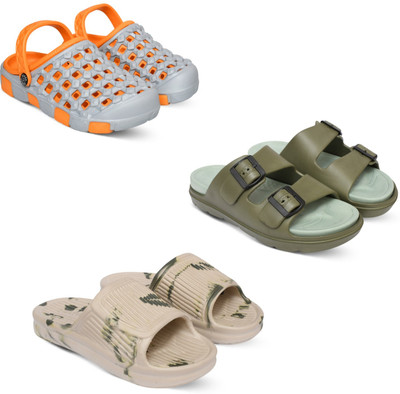Acorn Men Slides(Orange, Olive, Beige, Grey , 10)