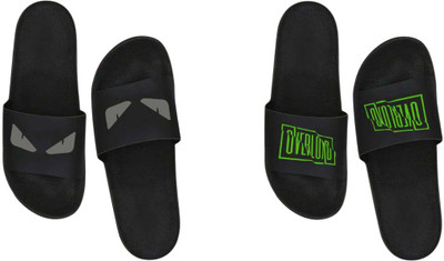 nvisan Men Slides(Grey, Green, Black , 10)