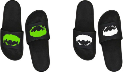 nvisan Men Slides(Green, White , 8)