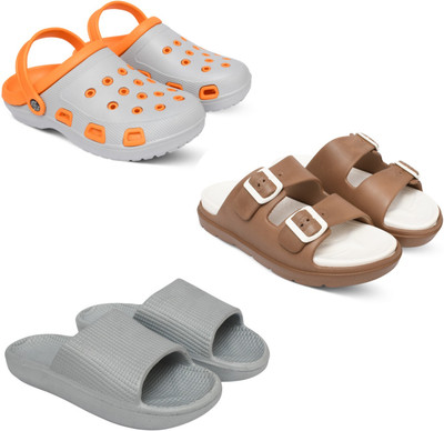 Acorn Men Slides(Orange, Tan, Silver , 8)