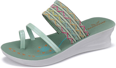 BERSACHE Women Flip Flops(Green , 7)