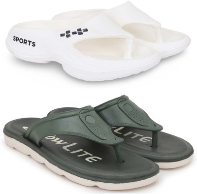 Pampy Angel Men Slippers(White, Green , 7)