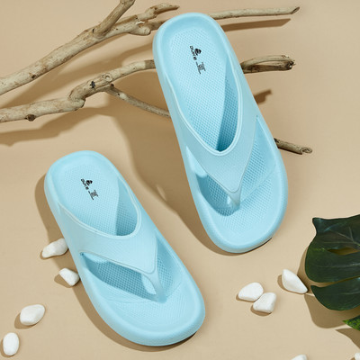 DUKE Women Flip Flops(Blue , 8)