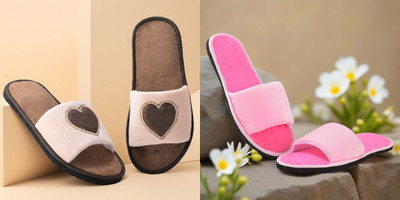 Y key Women Flip Flops(Pink, Beige , 6)