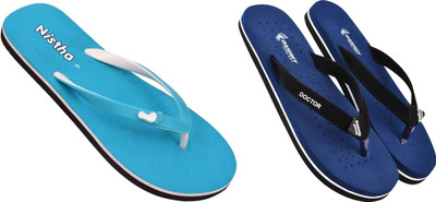 NISTHA Women Flip Flops(Navy, Blue , 7)