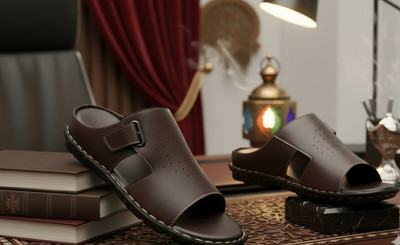 Real Bliss Men Adjustable Lightweight Comfortable Daily Outdoor Party Slippers(Brown , 9)