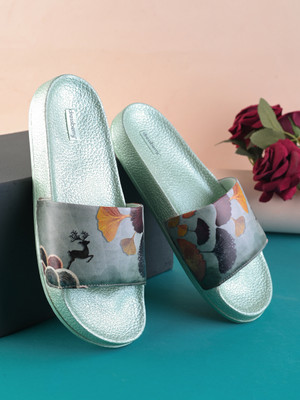 Dressberry Women Slides(Green , 4)