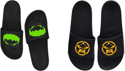 nvisan Men Slides(Green, Yellow, Black , 7)
