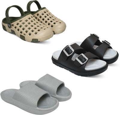 Acorn Men Slides(Beige, Grey, Silver , 6)