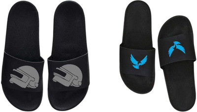 nvisan Men Slides(Blue, Grey , 8)
