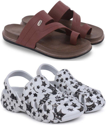 Pampy Angel Men Slippers(Maroon, Grey , 7)
