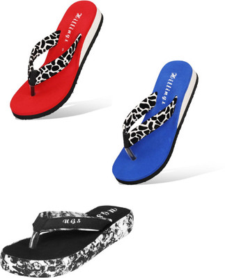Hillings Women Flip Flops(Multicolor , 6)