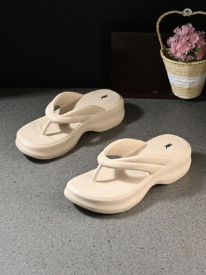 HRX by Hrithik Roshan Women Ultra-Lightweight & Flexible EVA Slip-On for All-Day Comfort Flip Flops(Beige , 5)