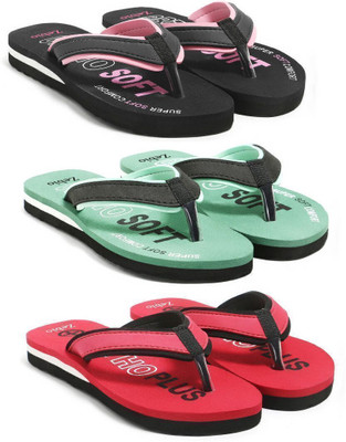 zebio Women Slippers(Black, Pink, Green, Black, Red, Black , 8)