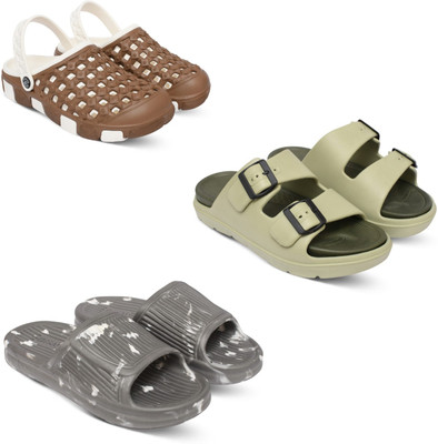 Acorn Men Slides(Brown, Beige, Grey , 10)
